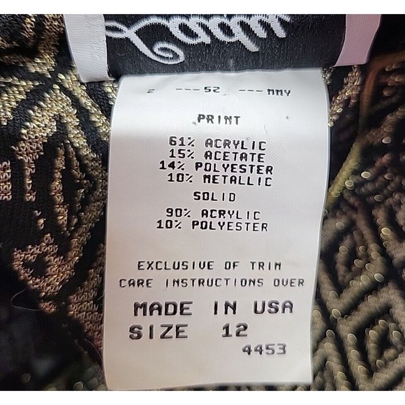 Lady Carol of New York Womens Jacket Size 12 Black Gold Metallic Buttons Lightwe - Picture 7 of 8